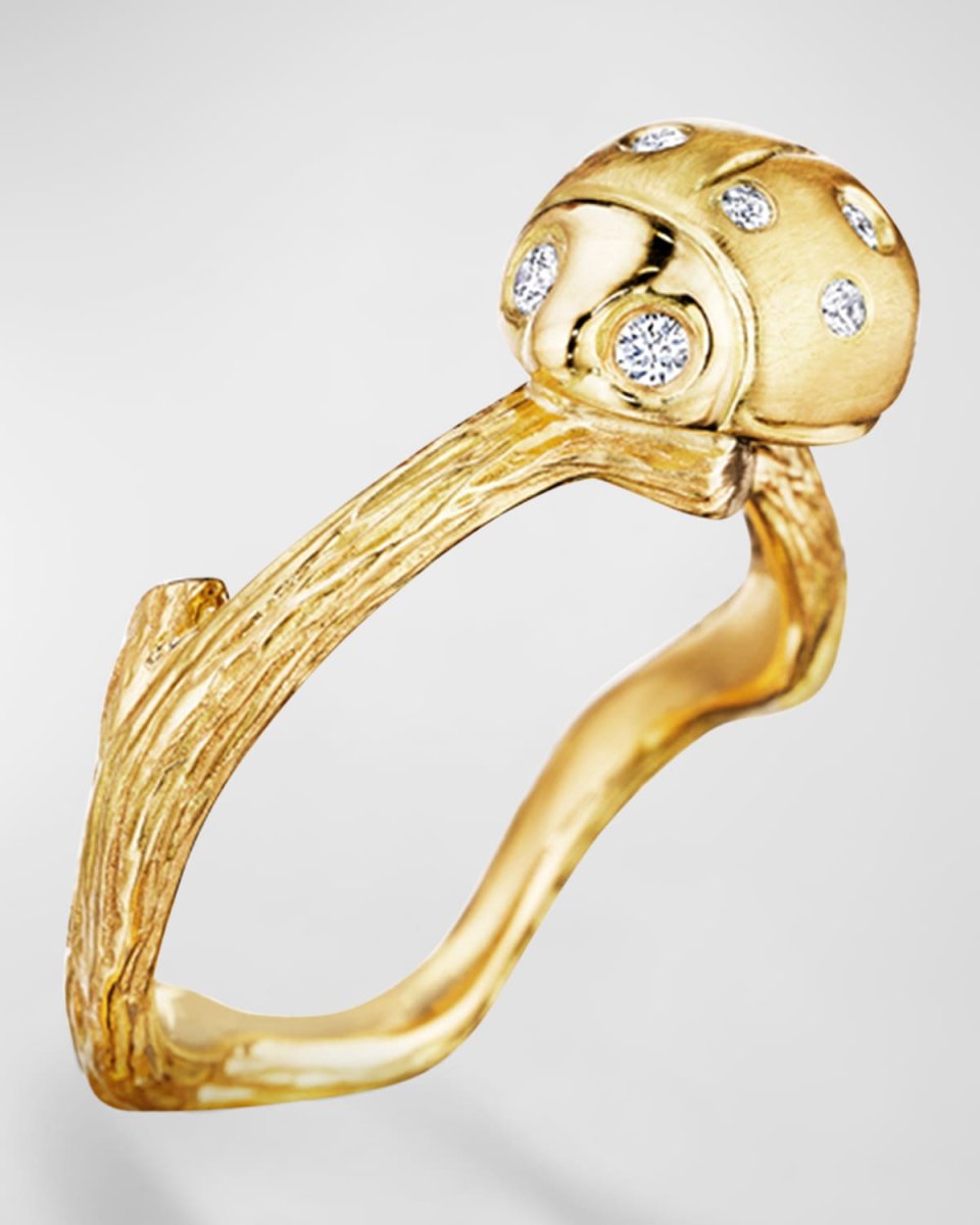 18k Diamond Ladybug Wonderland Ring, Size 6